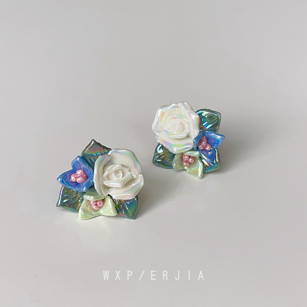 Mori Sweet Fired Blue Flower Earrings