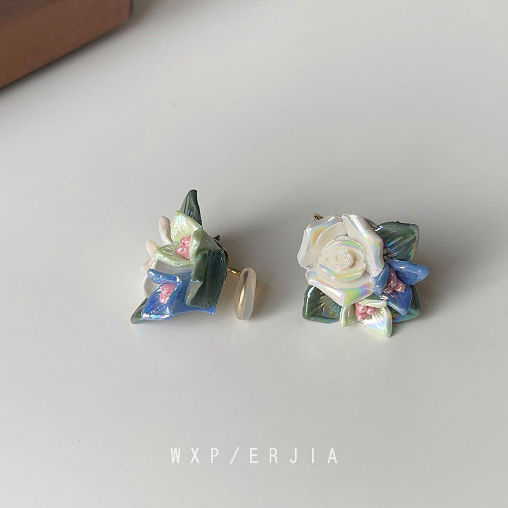 Mori Sweet Fired Blue Flower Earrings