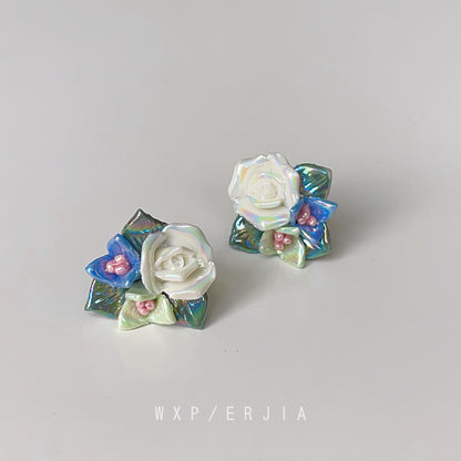 Mori Sweet Fired Blue Flower Earrings