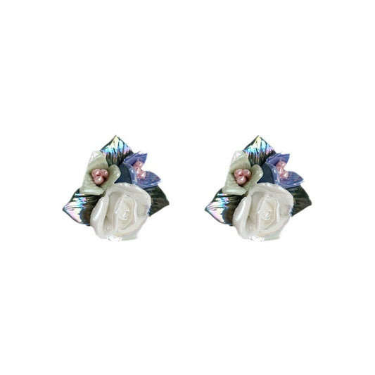 Mori Sweet Fired Blue Flower Earrings