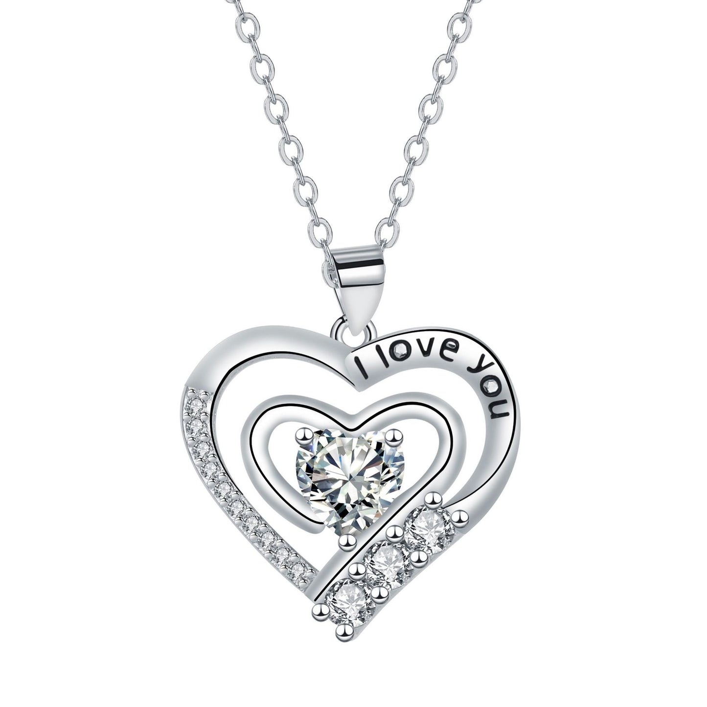 European And American Fashion Elegant Romantic Love Surrounded Necklace Female Pendant Niche Accessories