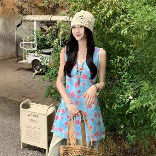 French Lace V-neck Vest Dress Women