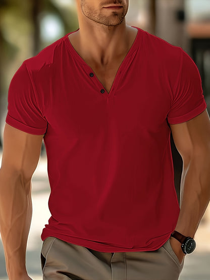Men's Solid Color Casual Sports Short Sleeve T-shirt