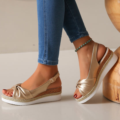 Plus Size Women's Flat Wedge Peep Toe Casual Sandals