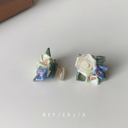 Mori Sweet Fired Blue Flower Earrings
