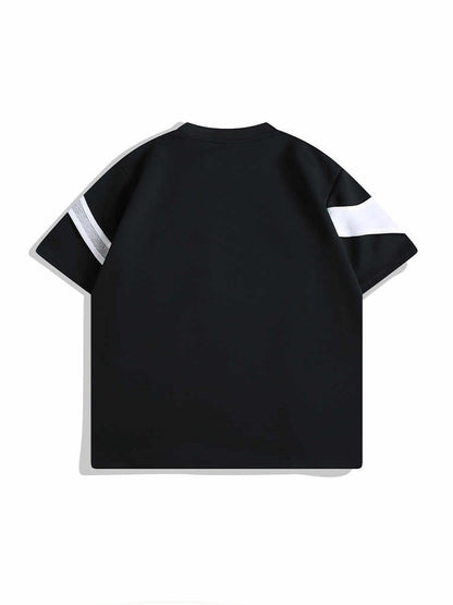 Double-layer Stitching Padded Shoulder Short Sleeve Strap T-shirt