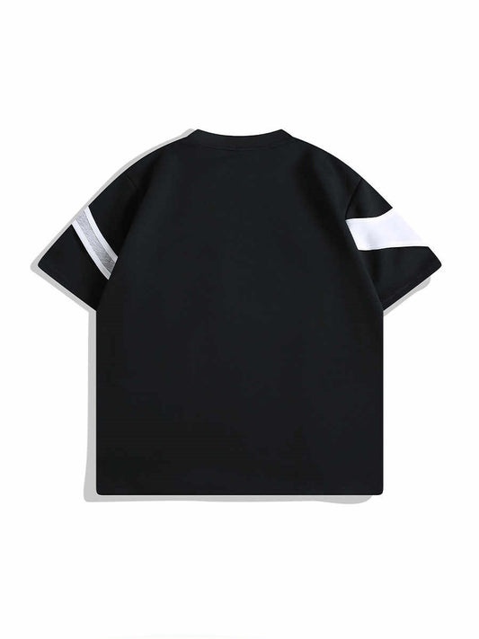 Double-layer Stitching Padded Shoulder Short Sleeve Strap T-shirt